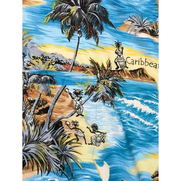 Rima Men's 3XL Hawaiian Shirt Blue Tropical Pocket Resort Wear Beach Cruise BBQ - Picture 2 of 8